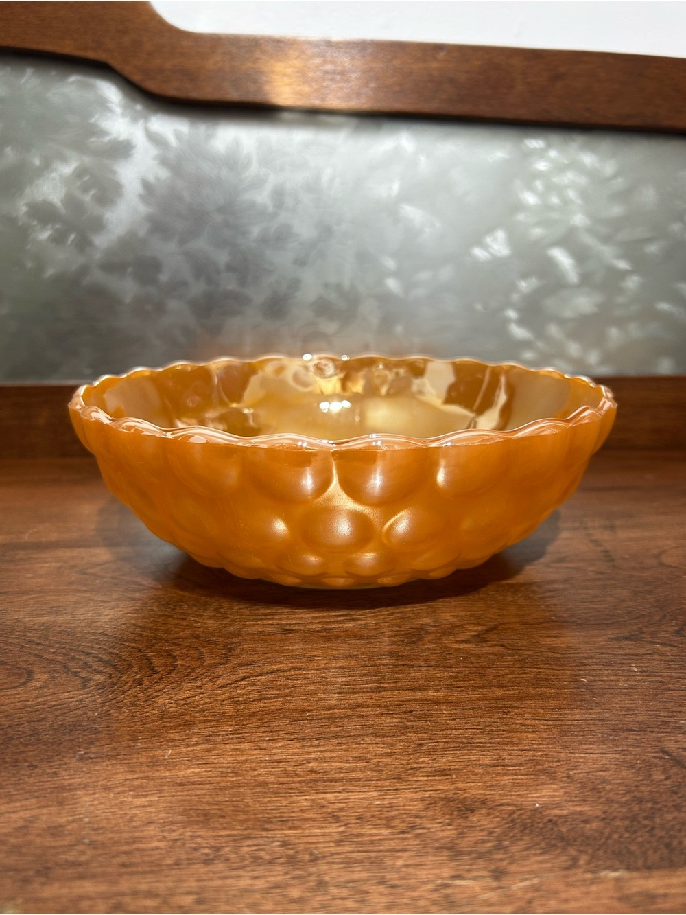 Vintage Anchor Hocking Fire King Peach Lustre Bubble Bowl - Approx 8in
